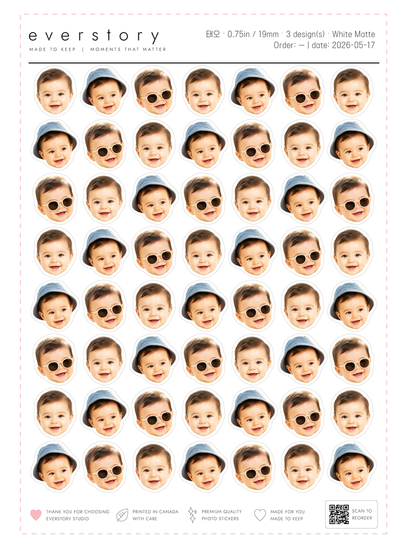 0.75-inch size sheet preview — 19 mm stickers