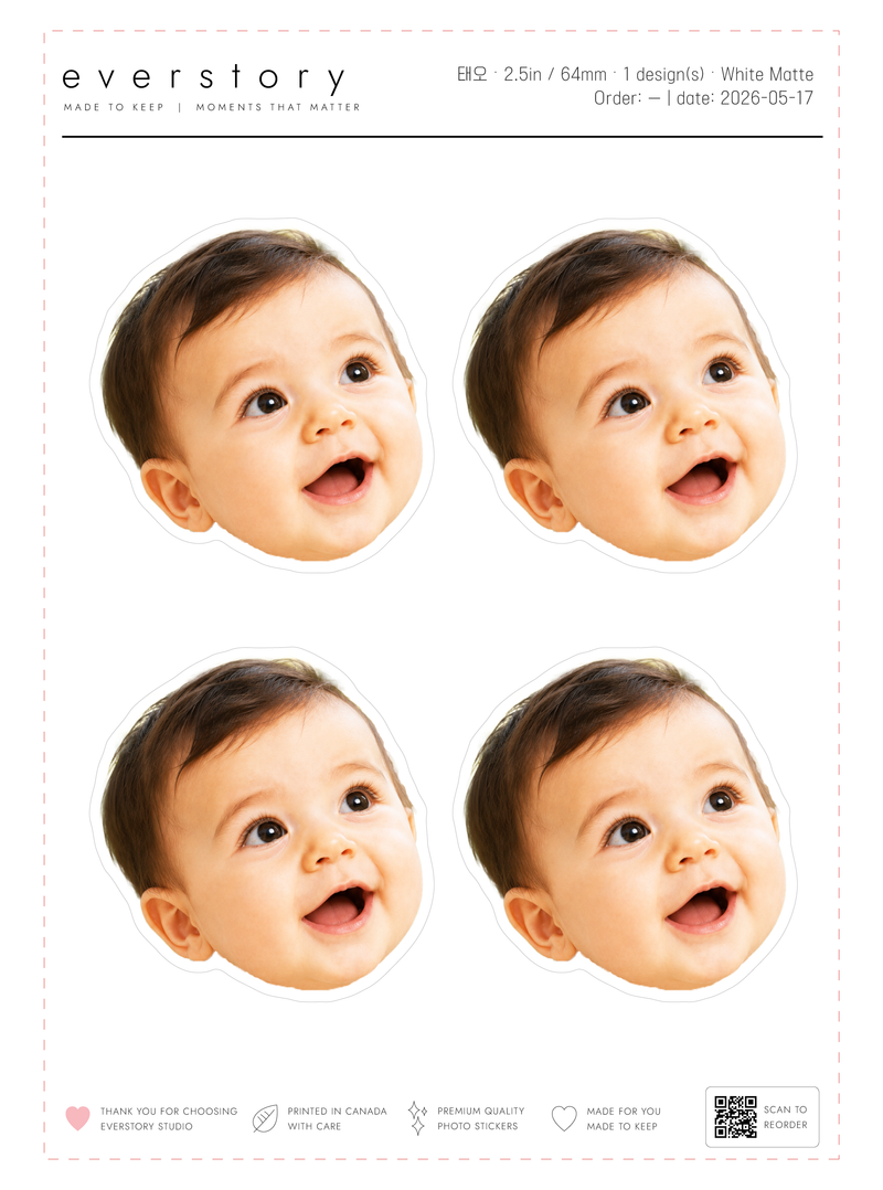 2.5-inch size sheet preview — 64 mm stickers