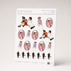 An A5 Package Mini sheet standing upright, four chosen photos repeated at mixed sizes across one sheet